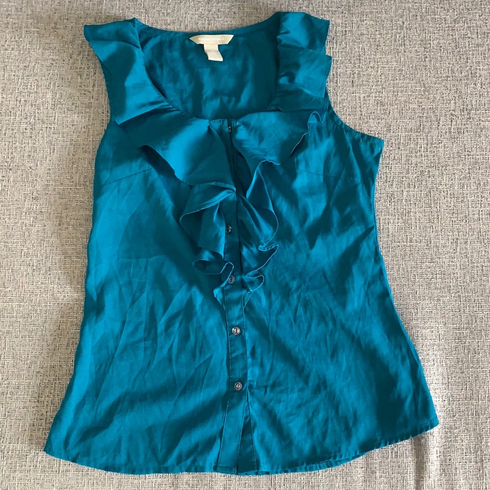 Banana Republic Factory teal short sleeve button up blouse